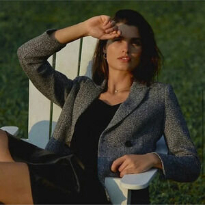 Anthropologie x Mare Mare black white double breasted blazer